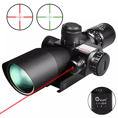 CVLIFE 2.5-10x40e Red & Green Illuminated Scope with 20mm Mount